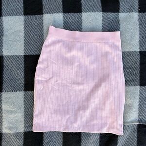 Oh Polly Light Pink Ribbed Pencil Skirt